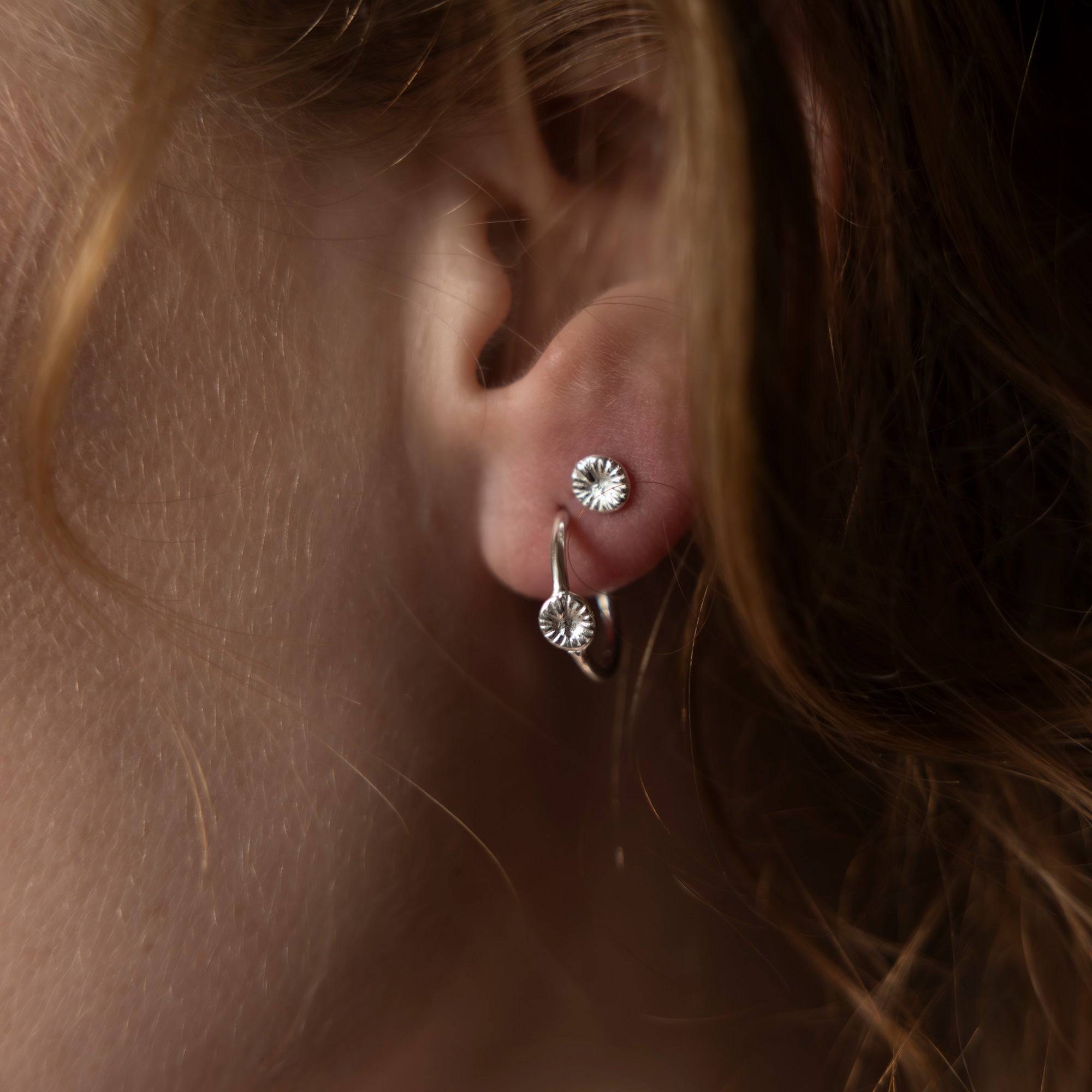 Button coral - Earrings small coral