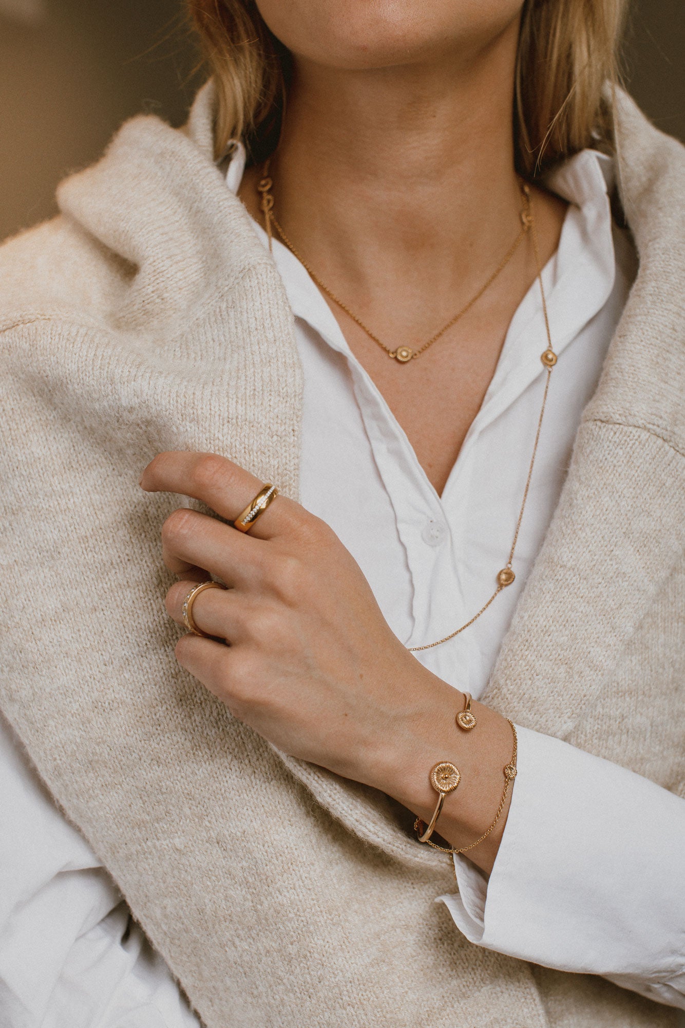 Button coral "Fossilfrossa" necklace