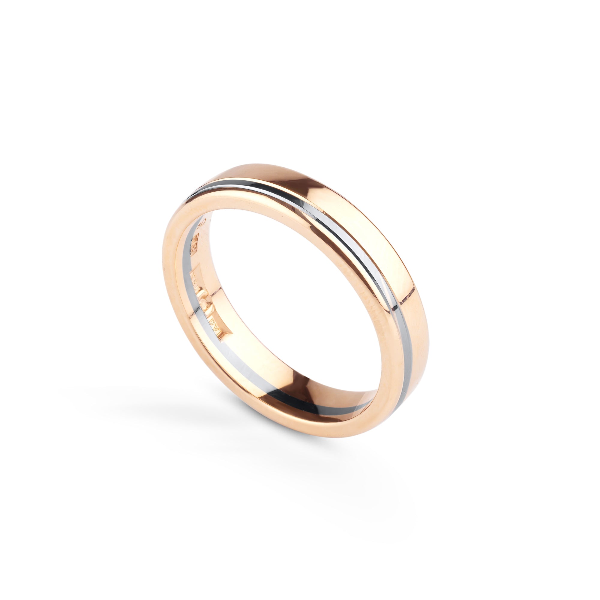 Herrvik- Ring in red gold with grooves in white gold