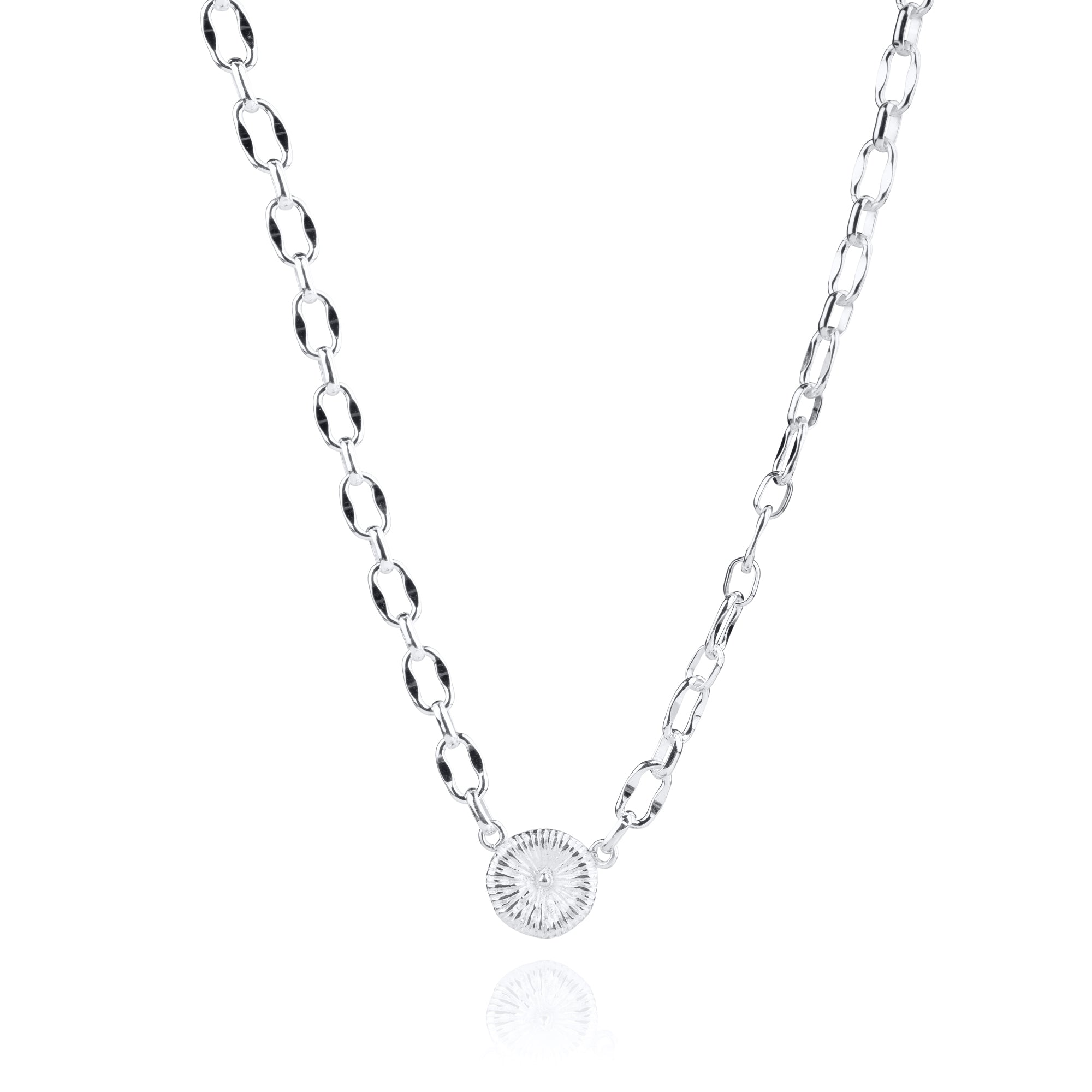 Button coral - Necklace coarse chain