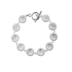 Knappkorall Jubileumsarmband i silver, cirkulär design