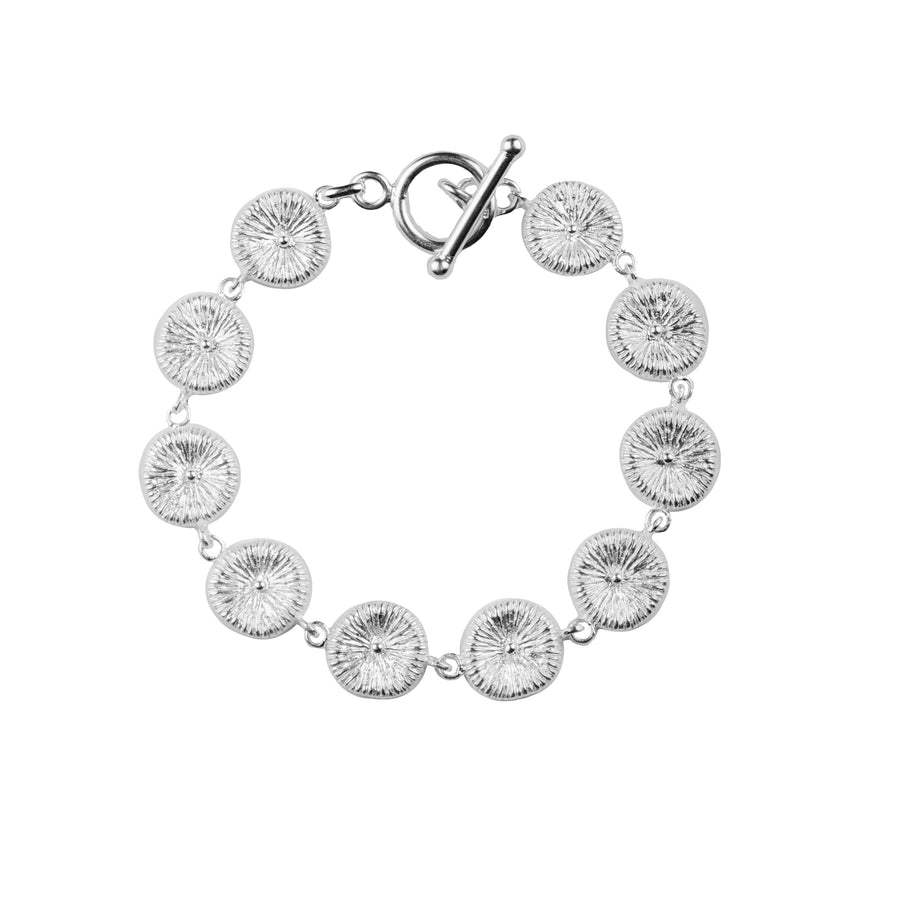 Knappkorall Jubileumsarmband i silver, cirkulär design