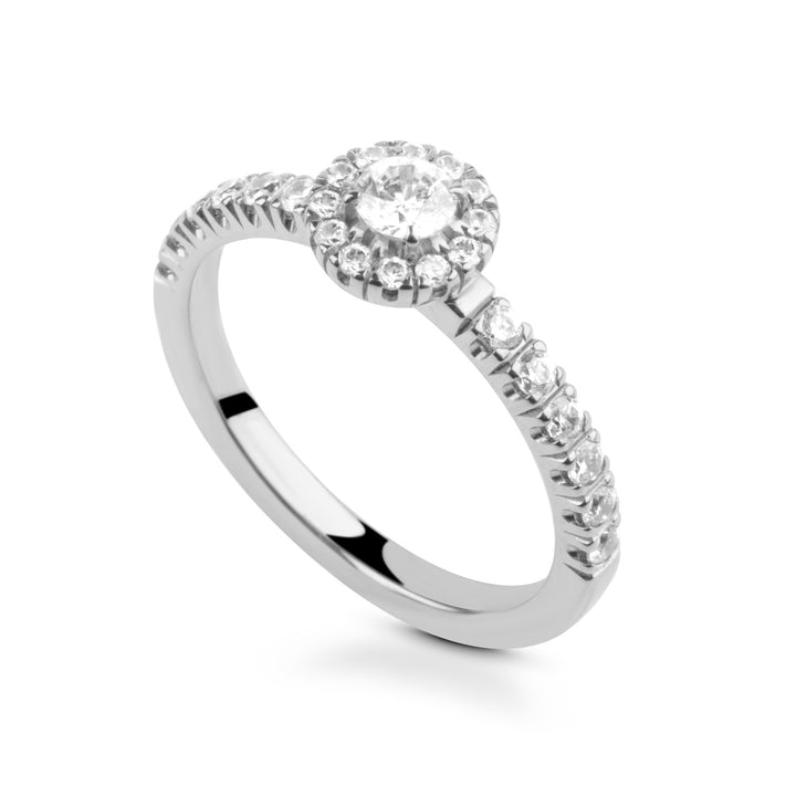 Själsö ring i silver med diamanter på skena