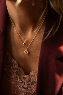 Button coral charm necklace - Large