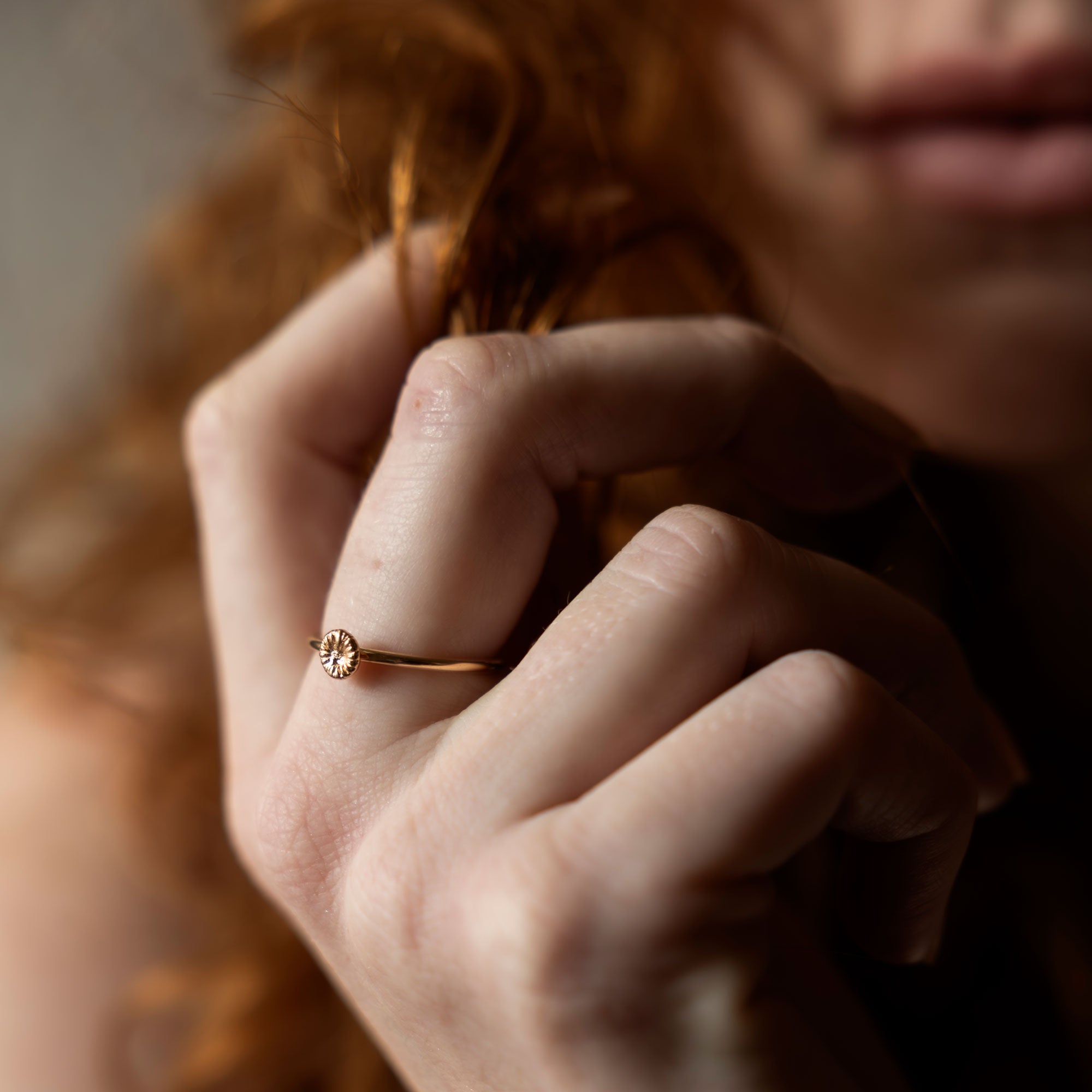 Button coral small - Ring
