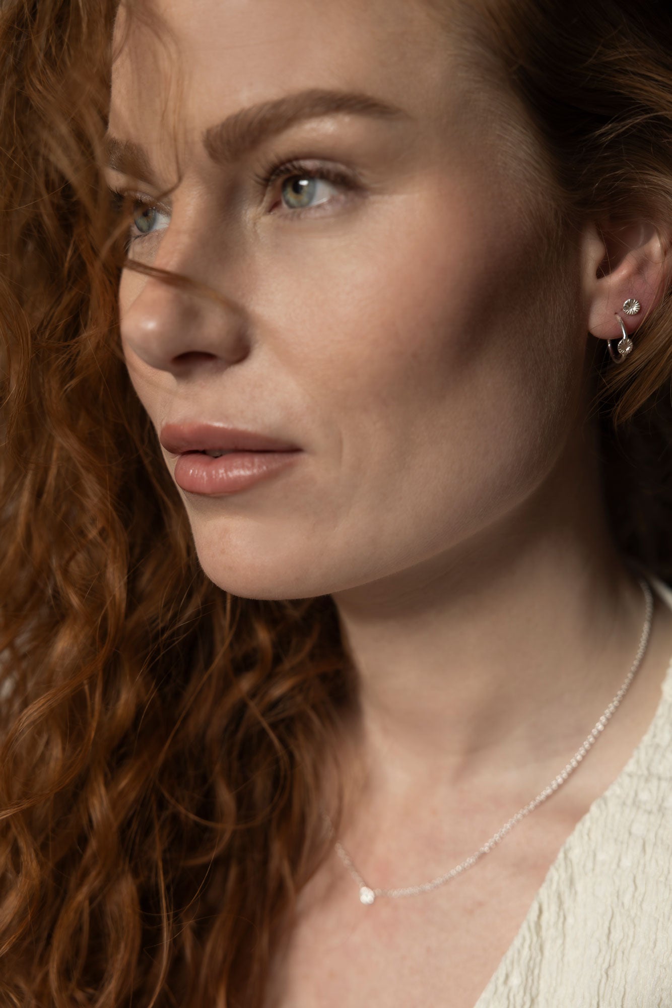 Button coral - Earring Creole, Small