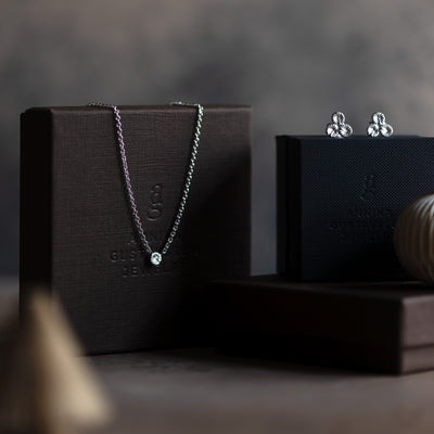 Christmas kit - Button coral earrings Brissund + Button coral necklace small Coral - Silver