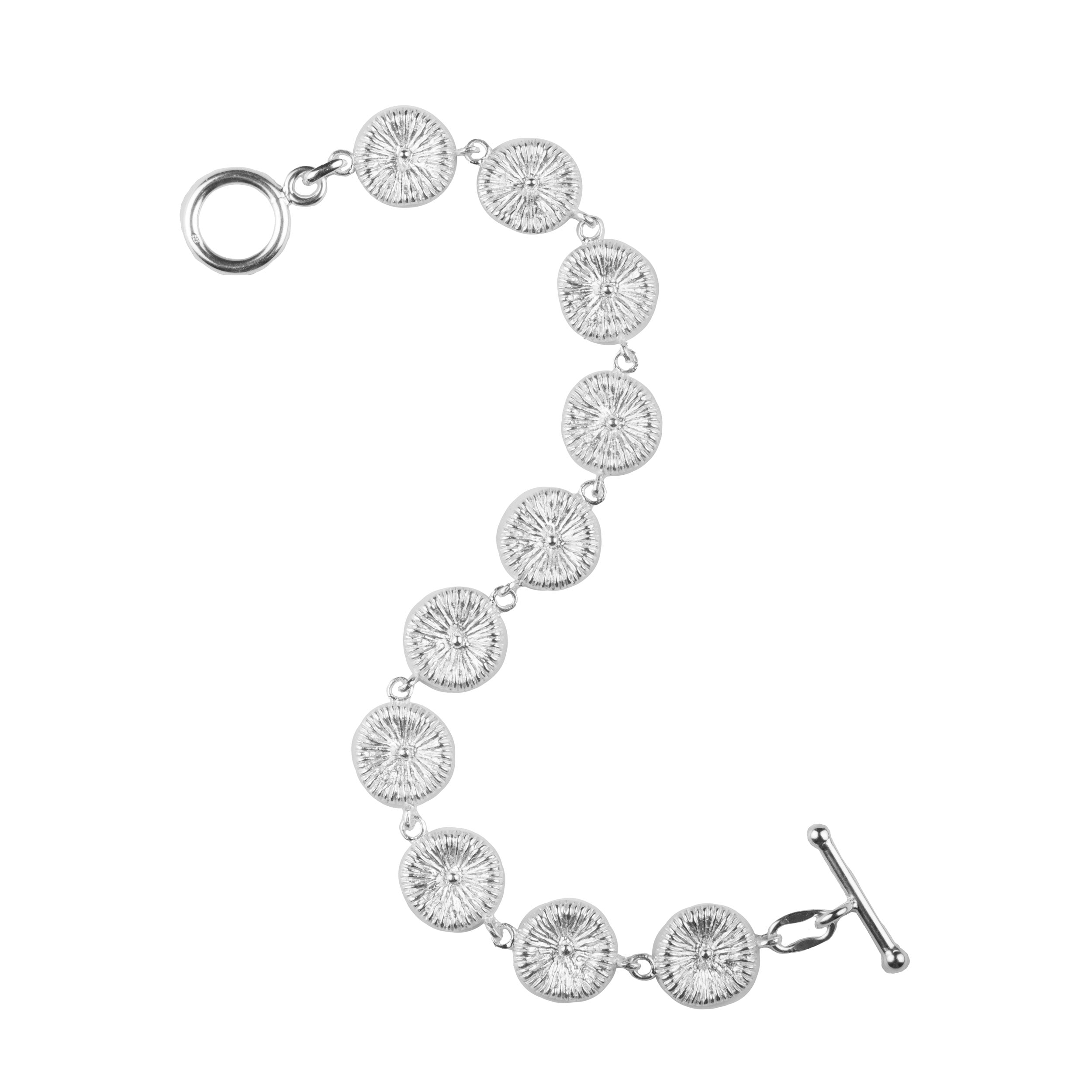 Silverarmband med knappkorallmönster, exklusiv look