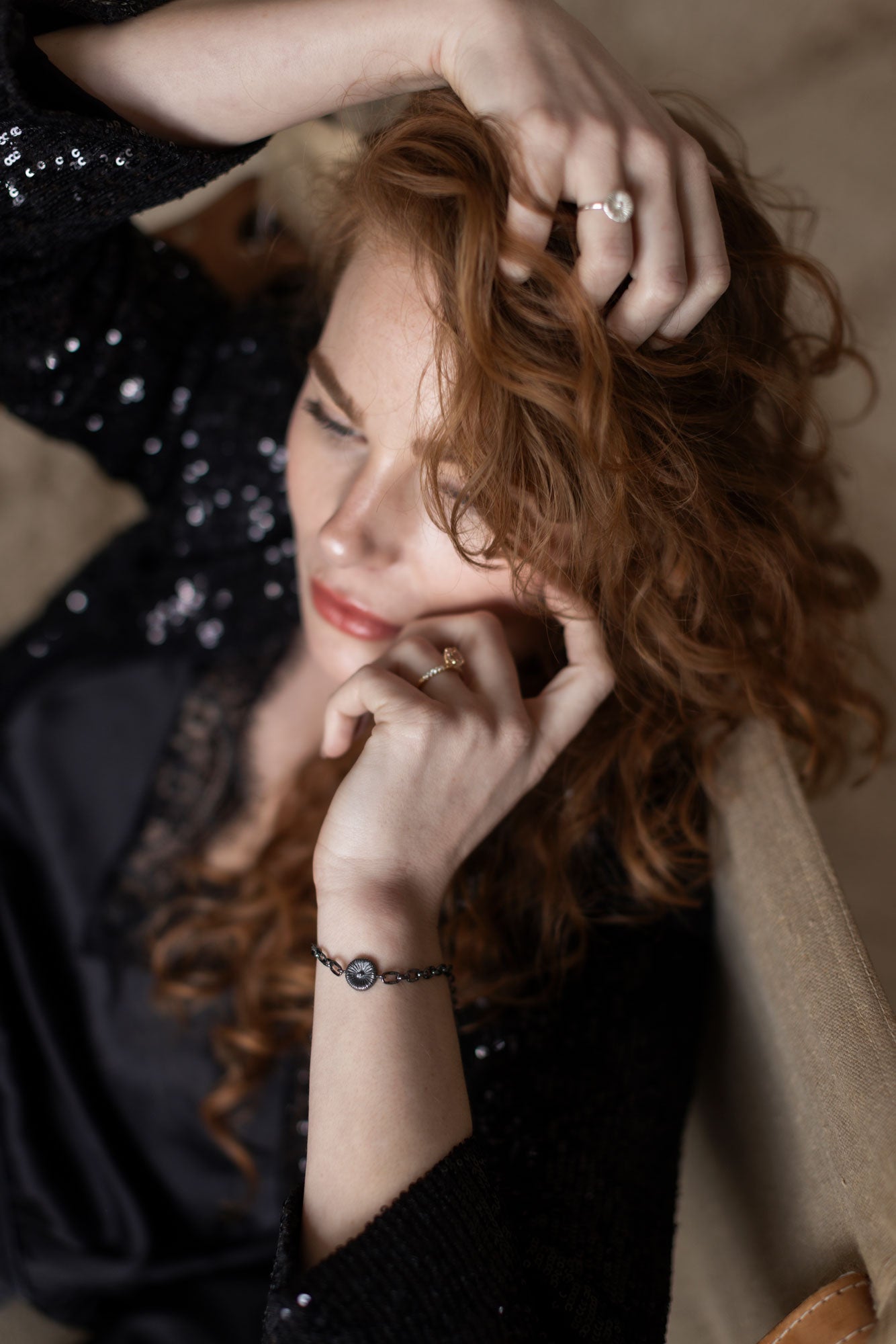 Button coral - Bracelet coarse chain